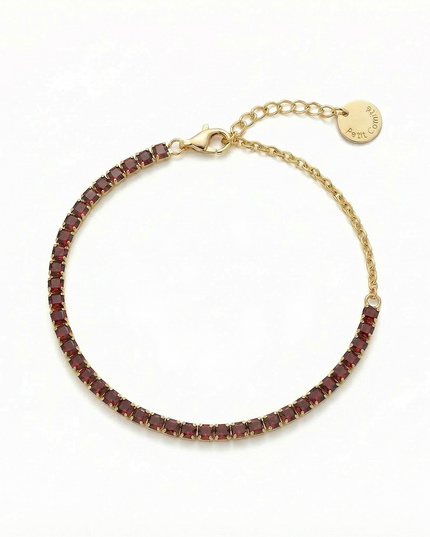 Petit Comité Tennis Bracelet Geboortesteen Januari Granaat Diamand