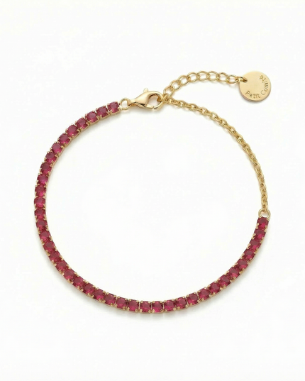Petit Comité Tennis Bracelet Geboortesteen Juli Robijn Diamand
