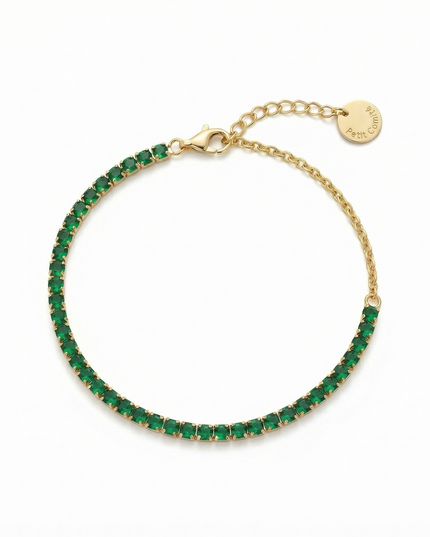 Petit Comité Tennis Bracelet Geboortesteen Mei Smaragd Diamand