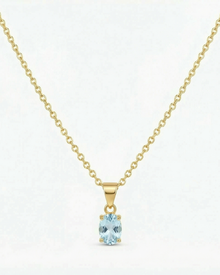 Petit Comité Vintage Ketting Geboortesteen Maart Aquamarijn