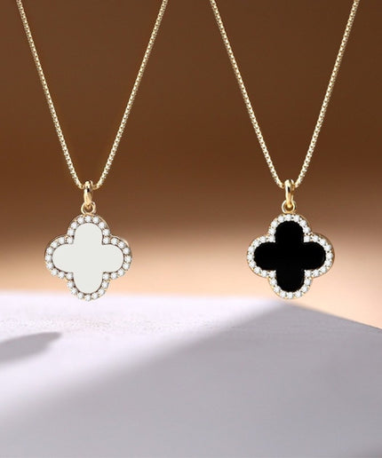 Petit Comité Ketting Klaver Onyx Diamand