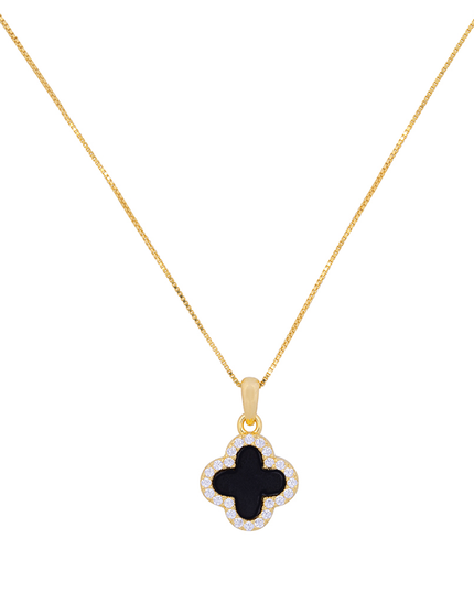 Petit Comité Ketting Klaver Onyx Diamand