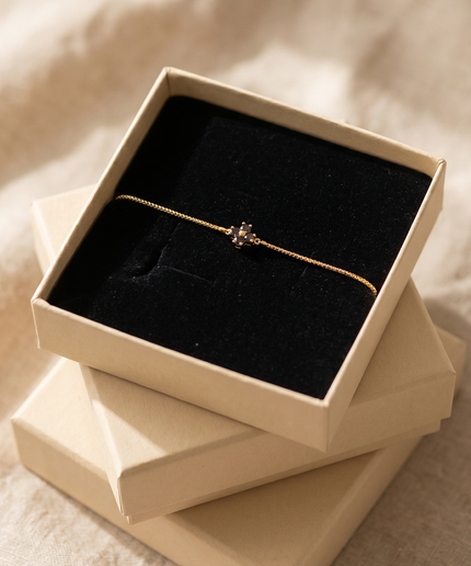 petit-comite-nl Armband Klaver Julie Bruin Topaas Goud