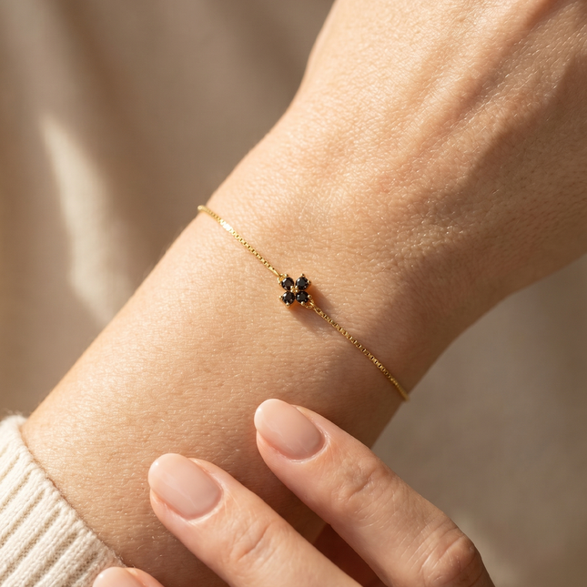 petit-comite-nl Armband Klaver Julie Bruin Topaas Goud