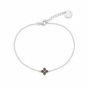 petit-comite-nl Armband Klaver Julie Bruin Topaas Zilver