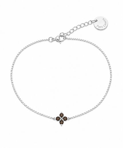 petit-comite-nl Armband Klaver Julie Bruin Topaas Zilver