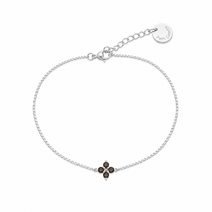 petit-comite-nl Armband Klaver Julie Bruin Topaas Zilver