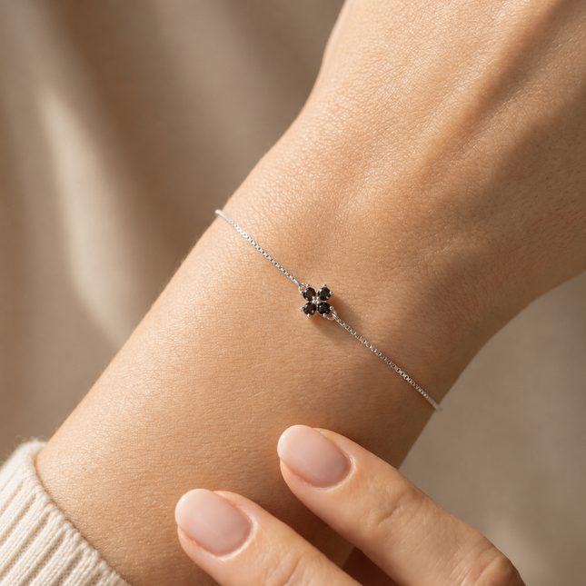 petit-comite-nl Armband Klaver Julie Bruin Topaas Zilver
