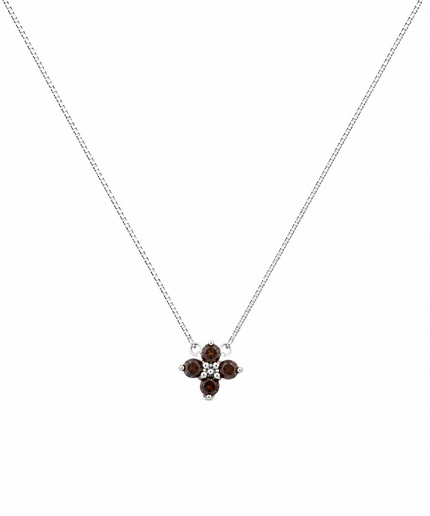 petit-comite-nl Ketting Klaver Julie Bruin Topaas Zilver
