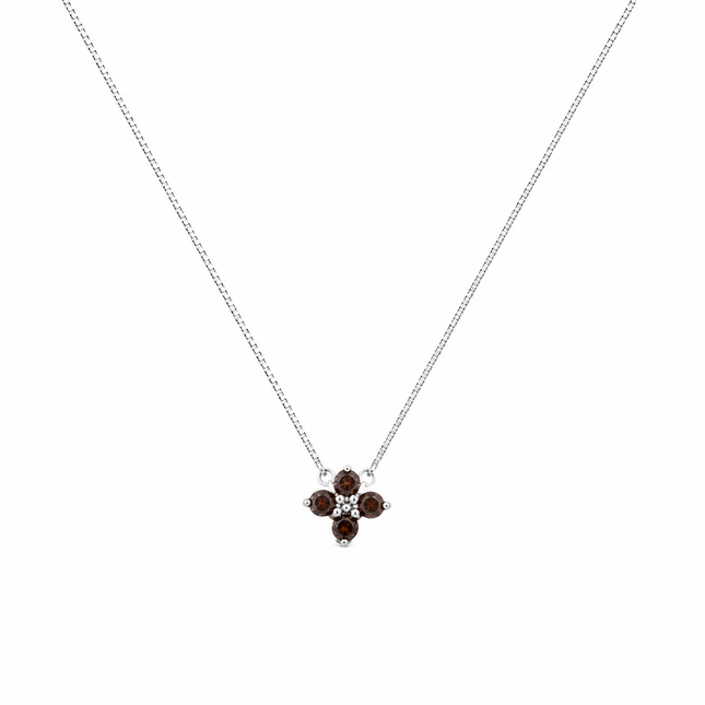 petit-comite-nl Ketting Klaver Julie Bruin Topaas Zilver