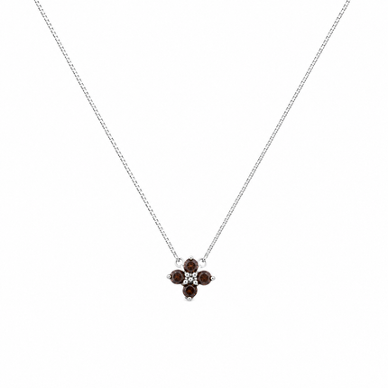 petit-comite-nl Ketting Klaver Julie Bruin Topaas Zilver