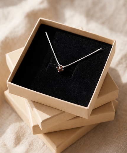 petit-comite-nl Ketting Klaver Julie Bruin Topaas Zilver