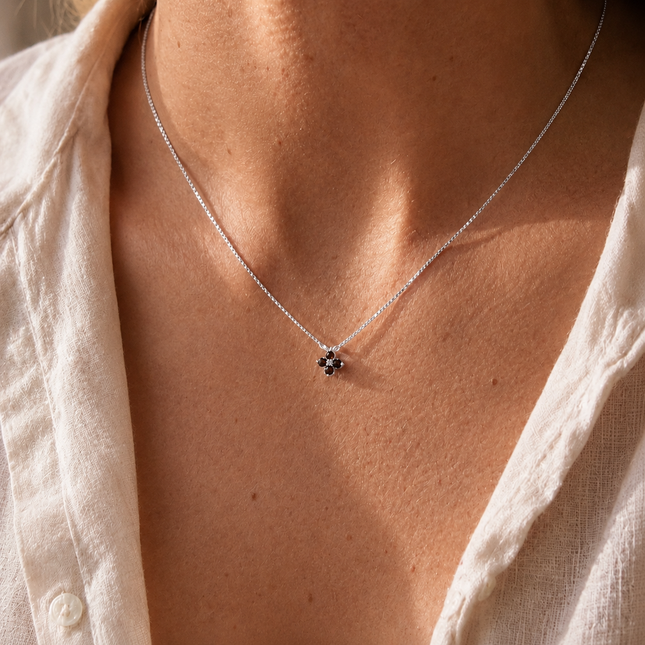 petit-comite-nl Ketting Klaver Julie Bruin Topaas Zilver