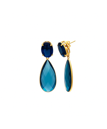 petit-comite-nl Statement Oorbellen Amelie Blauw Topaas en Saffier