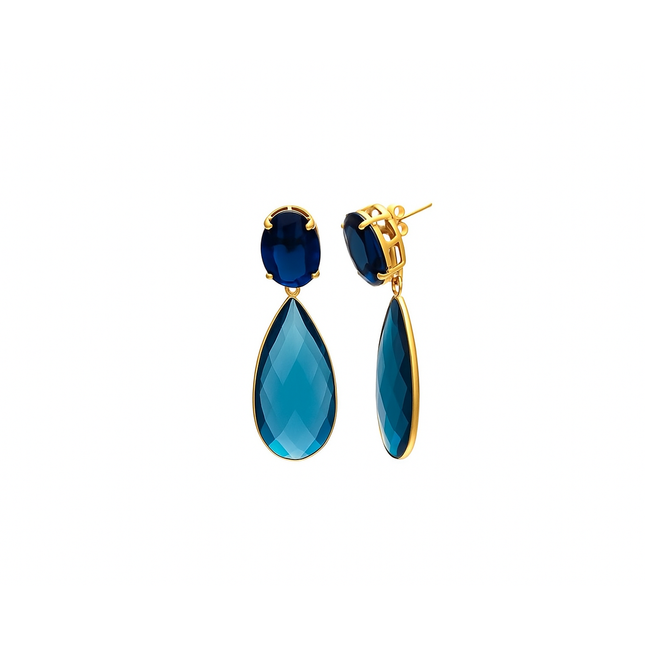 petit-comite-nl Statement Oorbellen Amelie Blauw Topaas en Saffier