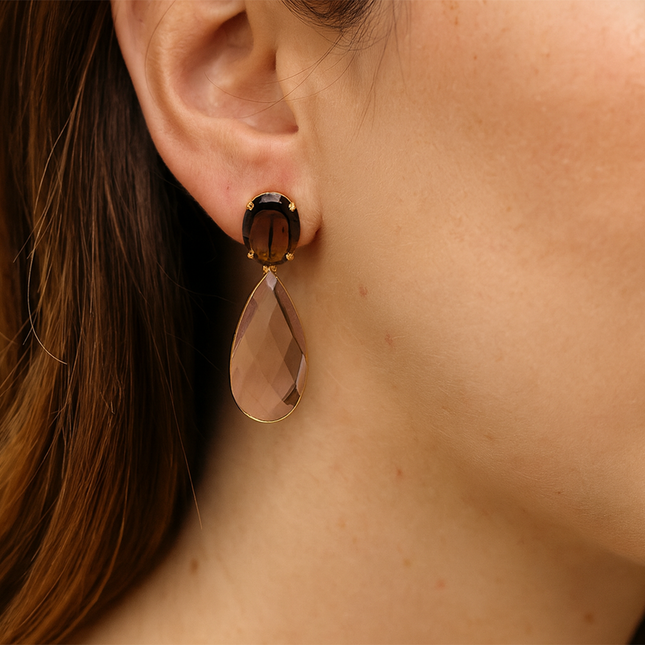 petit-comite-nl Statement Oorbellen Amelie Bruin Topaas