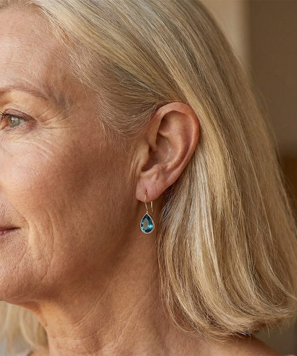 Petit Comité Oorbellen Blauw Topaas Druppel Mini