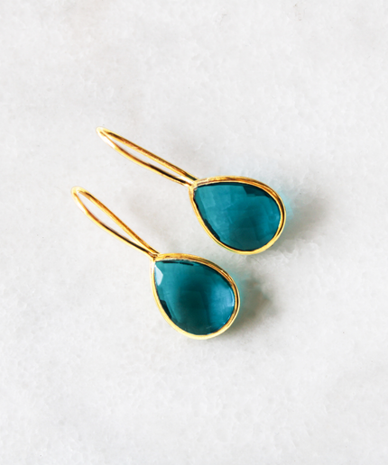 Petit Comité Oorbellen Blauw Topaas Druppel Mini