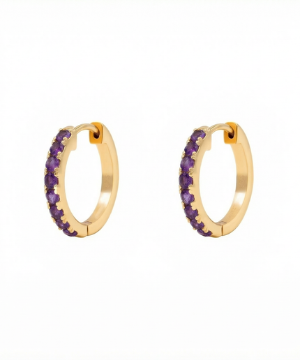Petit Comité Oorbellen Geboortesteen Februari Amethist Hoops