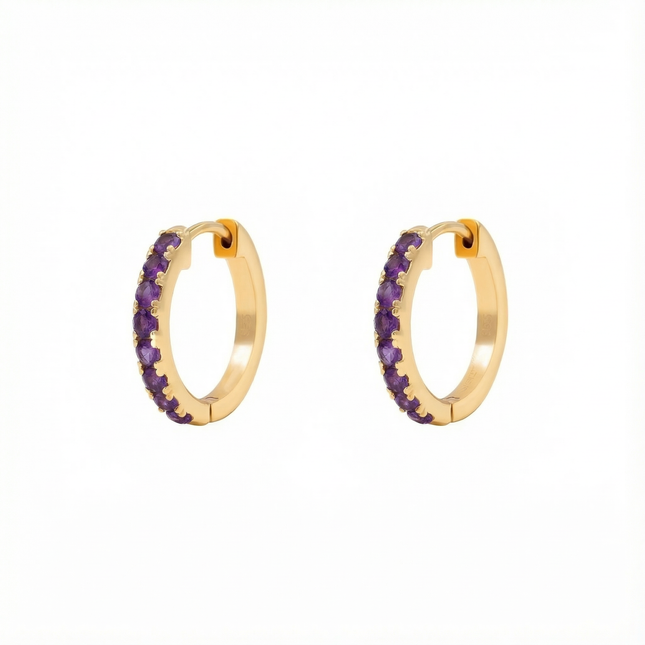 Petit Comité Oorbellen Geboortesteen Februari Amethist Hoops