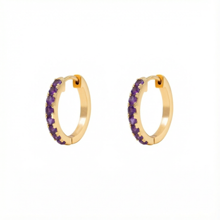 Petit Comité Oorbellen Geboortesteen Februari Amethist Hoops