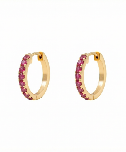 Petit Comité Oorbellen Geboortesteen Juli Robijn Hoops