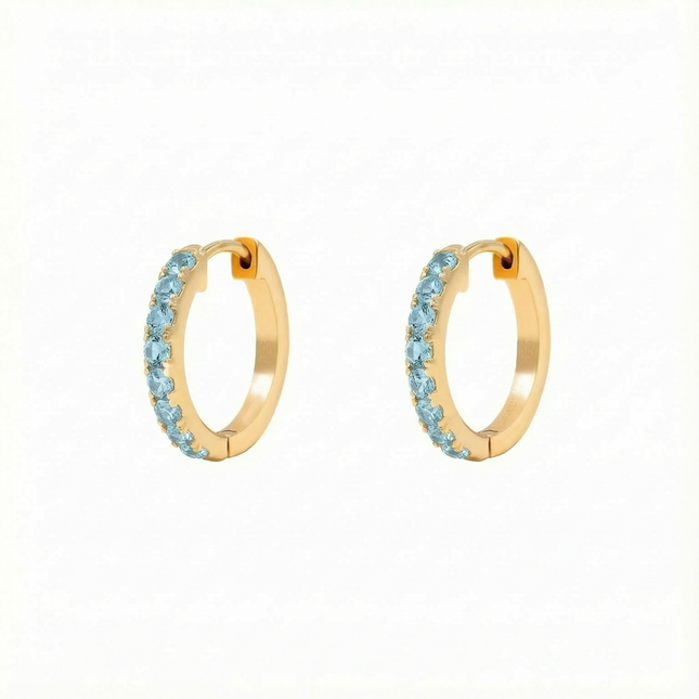 Petit Comité Oorbellen Geboortesteen Maart Aquamarijn Hoops