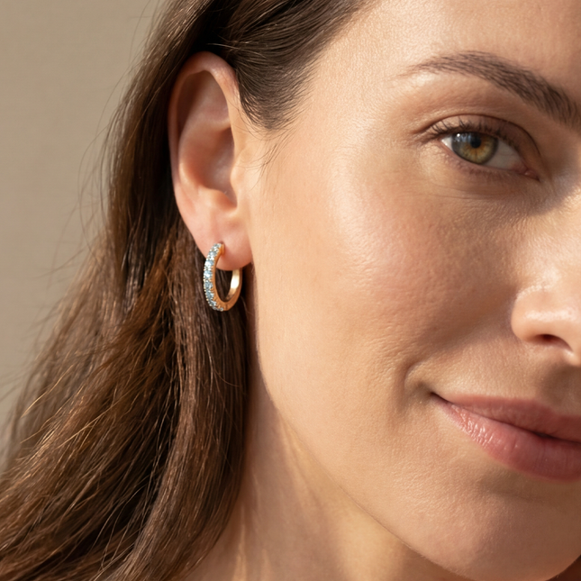 Petit Comité Oorbellen Geboortesteen Maart Aquamarijn Hoops