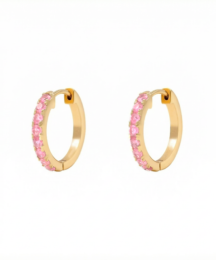 Petit Comité Oorbellen Geboortesteen Oktober Rozenkwarts Hoops