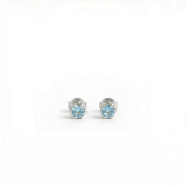 Petit Comité Oorknopjes Geboortesteen December Blauw Topaas