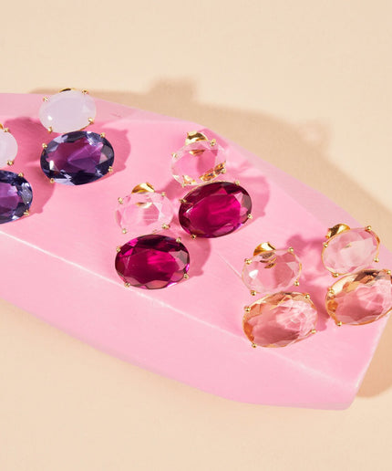 Petit Comité Statement Oorbellen Liv Lavendel Chalcedoon