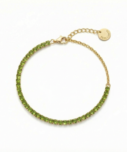 Petit Comité Tennis Bracelet Geboortesteen Augustus Peridoot Diamand
