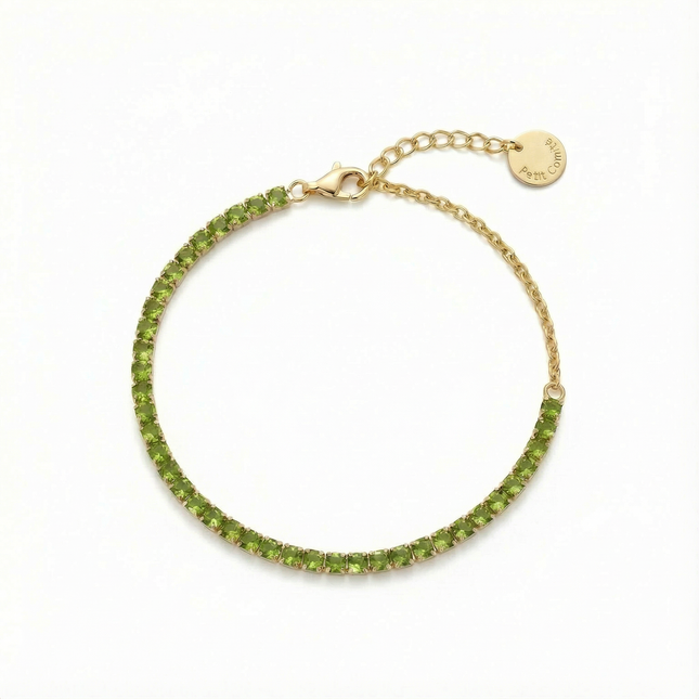 Petit Comité Tennis Bracelet Geboortesteen Augustus Peridoot Diamand
