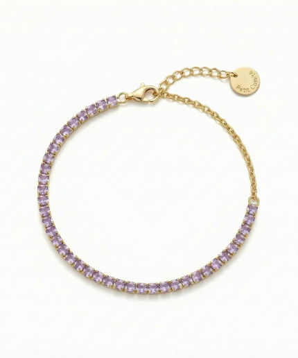 Petit Comité Tennis Bracelet Geboortesteen Februari Amethist Diamand