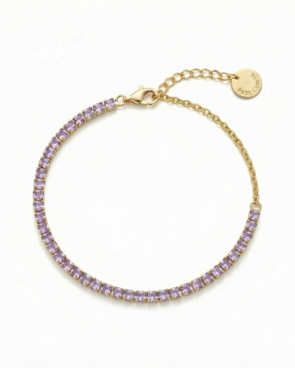 Petit Comité Tennis Bracelet Geboortesteen Februari Amethist Diamand