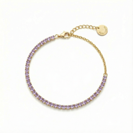 Petit Comité Tennis Bracelet Geboortesteen Februari Amethist Diamand