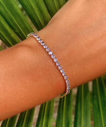 Petit Comité Tennis Bracelet Geboortesteen Februari Amethist Diamand