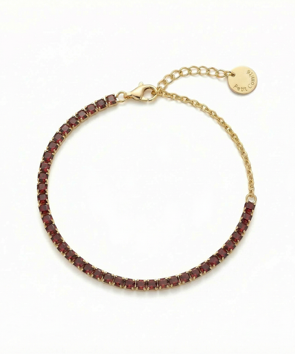 Petit Comité Tennis Bracelet Geboortesteen Januari Granaat Diamand