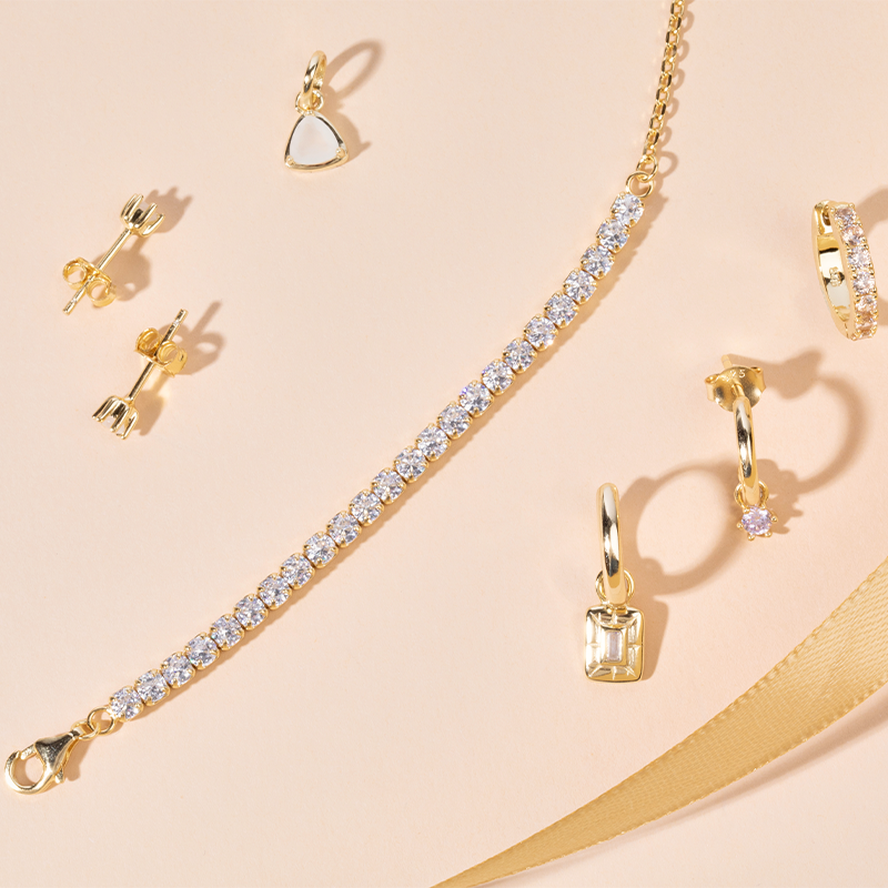 Petit Comité Tennis Bracelet Geboortesteen Januari Granaat Diamand