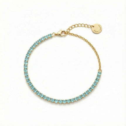 Petit Comité Tennis Bracelet Geboortesteen Maart  Aquamarijn Diamand