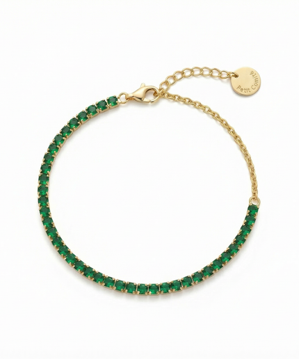 Petit Comité Tennis Bracelet Geboortesteen Mei Smaragd Diamand