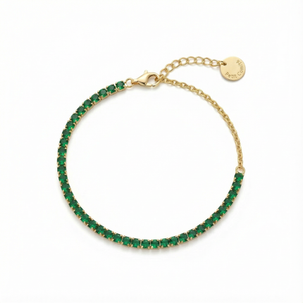 Petit Comité Tennis Bracelet Geboortesteen Mei Smaragd Diamand