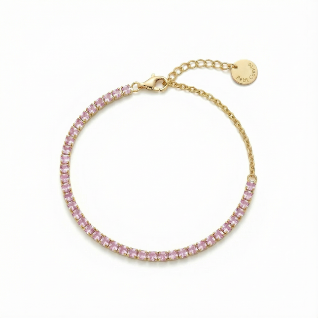 Petit Comité Tennis Bracelet Geboortesteen Oktober Rozenkwarts Diamand