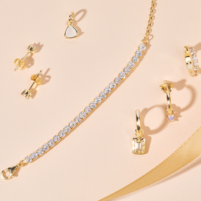 Petit Comité Tennis Bracelet Geboortesteen Oktober Rozenkwarts Diamand