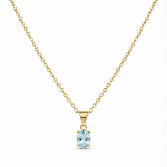 Petit Comité Vintage Ketting Geboortesteen December Blauw Topaas