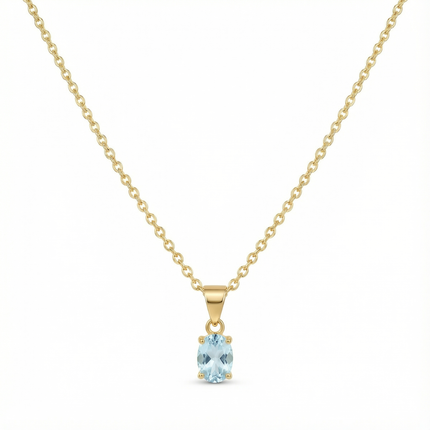 Petit Comité Vintage Ketting Geboortesteen December Blauw Topaas