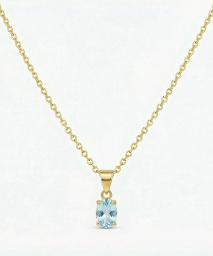 Petit Comité Vintage Ketting Geboortesteen Maart Aquamarijn